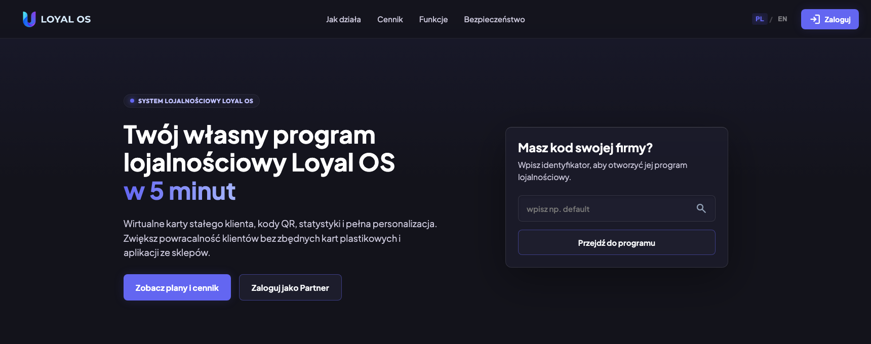 Loyal OS - system lojalnościowy dla firm, wirtualne karty stałego klienta i kody QR